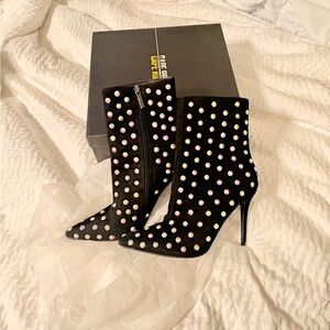 Cape Robbin Black Heeled Boots with Iridescent Accents